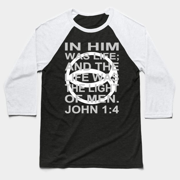 White Ichthys – John 1:4 Baseball T-Shirt by J. Rufus T-Shirtery